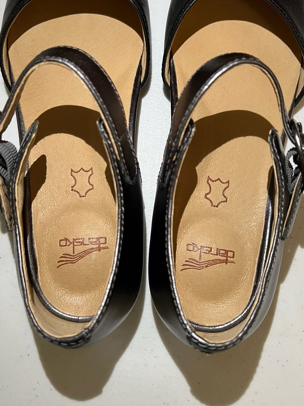Dansko Liv Mary Jane Flats | Metallic Nappa | Black/Pewter - Picture 7 of 11